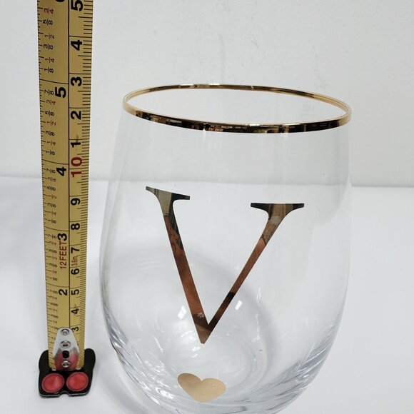 Gold Monogram Stemless Wine Glass – Letter V | NWT | 15 oz Capacity - Picture 2 of 2